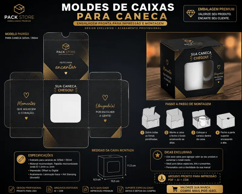 Moldes de caixas para caneca
