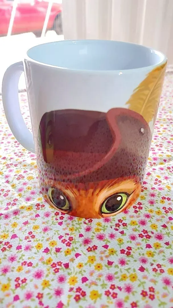 Caneca personalizada Gato de Botas, exemplo de arte do arsenal